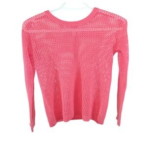 Y2K Girls The Children's Place Sweater Kids Open Knit Mesh Coral Girly M 7/8